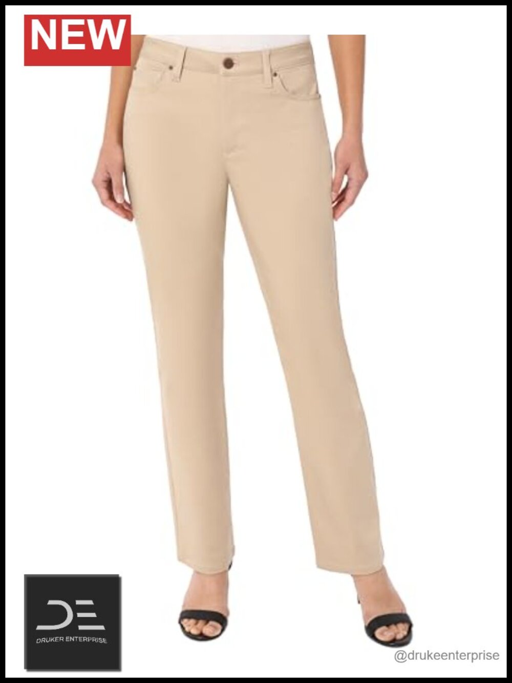 Women's Straight-Leg Stretch Denim Jeans Mid-Rise